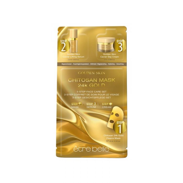 Golden Skin 3-Step Face Care Set Chitosan Mask 24k Gold